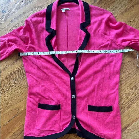 Halogen Hot Pink and Black Knit Stretch Blazer Sweater 3/4 Sleeve sz M - Picture 10 of 11